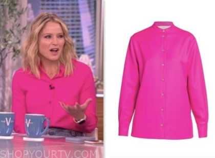 The View: June 2023 Sara Haines's Pink Button Front Shirt | Shop Your TV