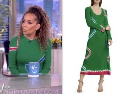 The View: June 2023 Sunny Hostin's Green Tie Dye Knit Midi Dress | Shop ...