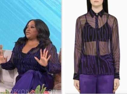 Sherri: June 2023 Sherri Shepherd's Purple Zebra Print Shirt | Shop Your TV