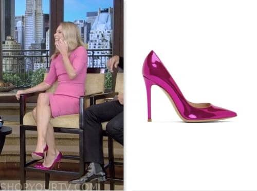 Live with Kelly and Mark: June 2023 Kelly Ripa's Pink Metallic Pumps ...