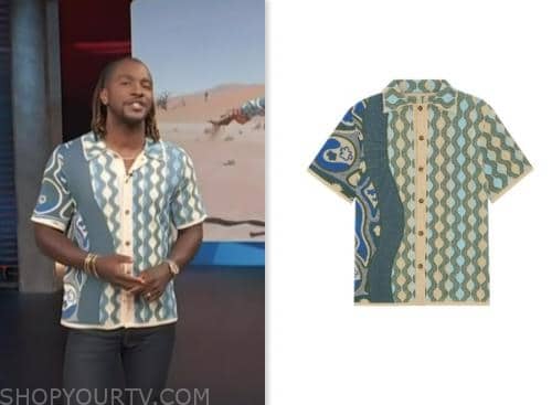 Access Hollywood: June 2023 Scott Evans's Blue Abstract Print Knit ...