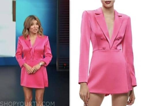 Access Hollywood: June 2023 Kit Hoover's Pink Satin Blazer Romper ...