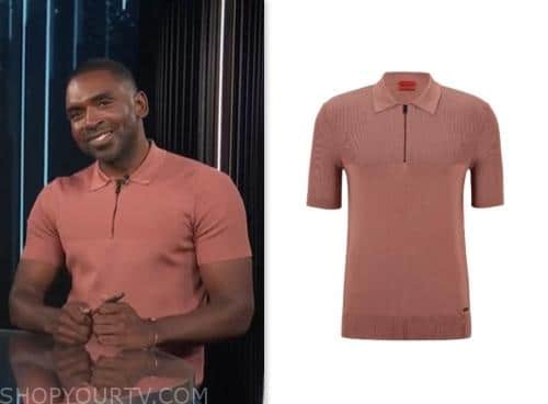 E! News: June 2023 Justin Sylvester's Pink Zip-Front Polo Shirt | Shop ...