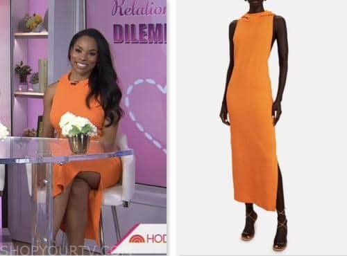 The Today Show: June 2023 Devyn Simone's Orange Hooded Sheath Dress 