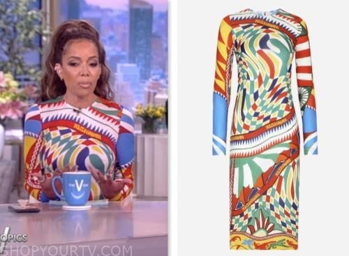 The View: June 2023 Sunny Hostin's Multicolor Printed Midi Dress | Shop ...