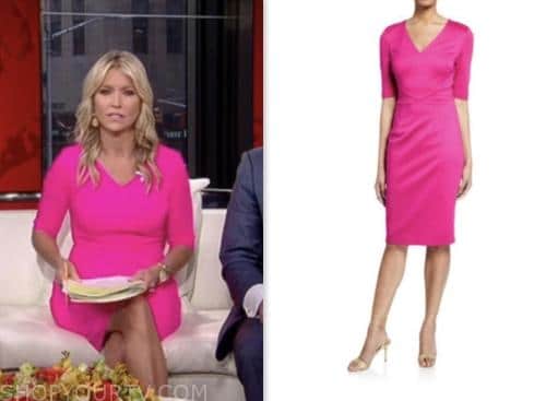 Fox and Friends: June 2023 Ainsley Earhardt's Hot Pink V-Neck Sheath ...