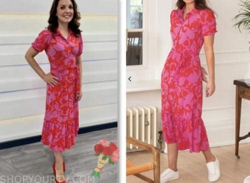 Good Morning Britain: June 2023 Laura Tobin's Pink and Red Floral Shirt ...