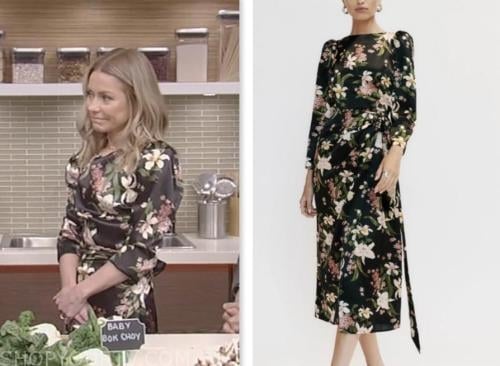 Live with Kelly and Mark: June 2023 Kelly Ripa's Black Floral Satin ...