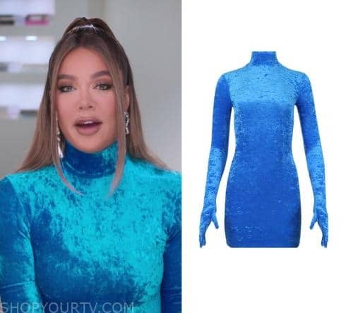 The Kardashians Season 3 Confessional Khloe s Blue Velvet Mock Neck Top Shop Your TV