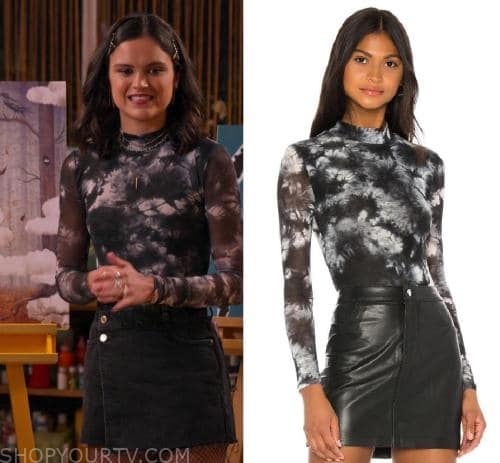 Never Have I Ever: Season 4 Episode 6 Black Tie Dye Mesh Top | Shop Your TV