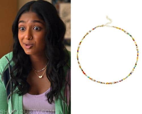 Never Have I Ever: Season 4 Episode 8 Devi's Multicolor Beaded Choker  Necklace