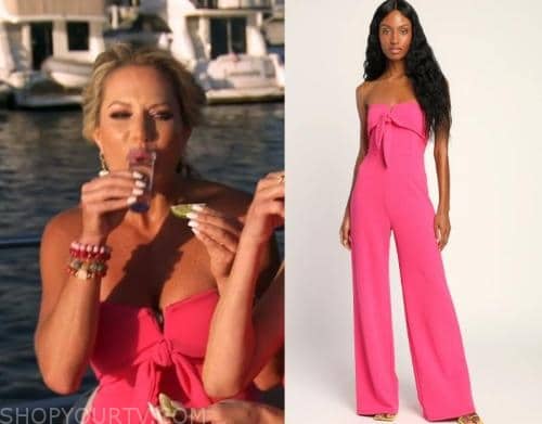 Ready to Impress Hot Pink Strapless Tie-Front Wide-Leg Jumpsuit