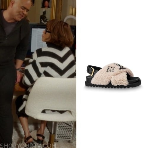 Louis Vuitton Paseo Flat Comfort Mule worn by Kris Jenner as seen