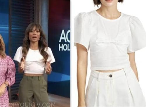 Access Hollywood: June 2023 Zuri Hall's White Twist Front Crop Top ...