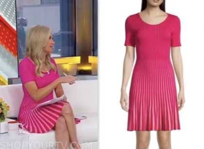 Outnumbered: July 2023 Kayleigh McEnany's Pink Knit Stripe Pleated ...