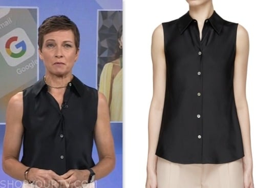 The Today Show: July 2023 Stephanie Gosk's Black Silk Sleeveless Shirt ...