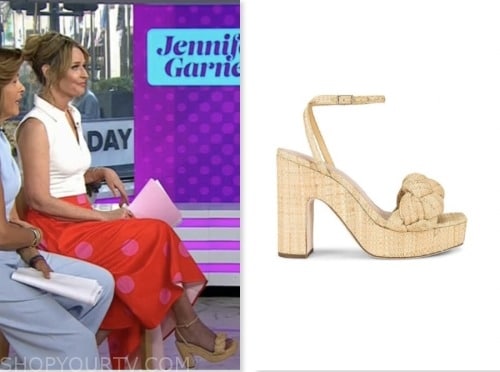 The Today Show: July 2023 Savannah Guthrie's Beige Woven Platform Heels ...