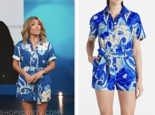 Access Hollywood: July 2023 Kit Hoover's Blue Floral Print Romper ...