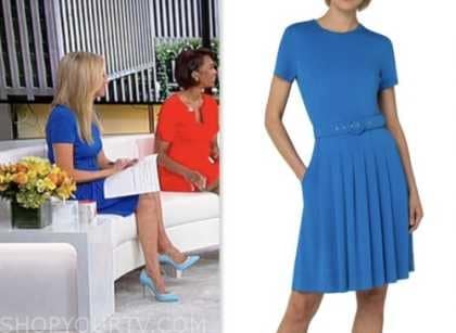 Outnumbered: July 2023 Kayleigh McEnany's Blue Belted Pleated Dress ...