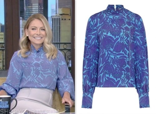 Live with Kelly and Mark: July 2023 Kelly Ripa's Blue Floral Printed ...