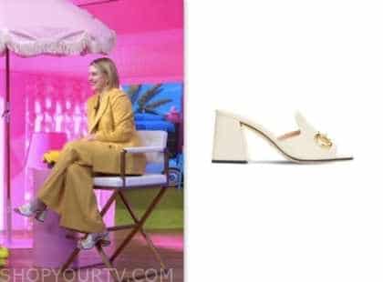 Good Morning America: July 2023 Greta Gerwig's White Horsebit Sandals ...