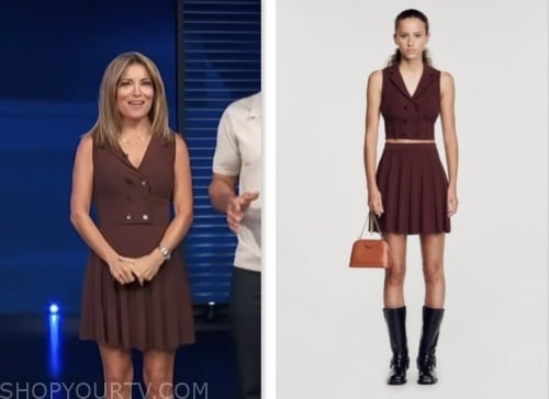 Access Hollywood: July 2023 Kit Hoover's Brown Cropped Vest and Skirt ...