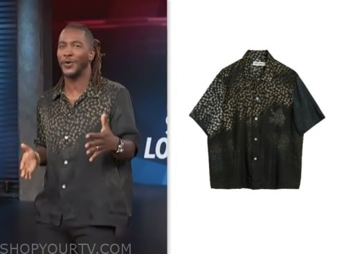 Access Hollywood: July 2023 Scott Evans's Black Floral Print Shirt ...