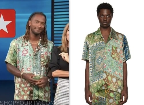 Access Hollywood: July 2023 Scott Evans's Green Paisley Print Shirt ...