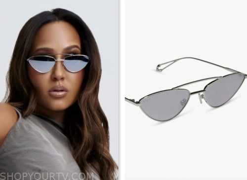 Adrienne Bailon Chateau Cateye Sunglasses, Silver & Grey