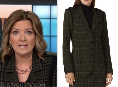 Early Start: July 2023 Christine Romans's Brown Plaid Blazer | Shop Your TV