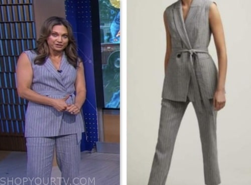 Good Morning America: July 2023 Ginger Zee's Grey Pinstripe Vest and ...