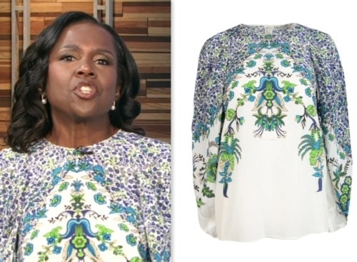 WornOnTV: Deborah's chain print tie neck blouse on Good Morning America, Deborah Roberts