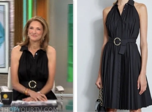 CBS Mornings: July 2023 Jill Schlesinger's Black Pleated Belted Shirt ...