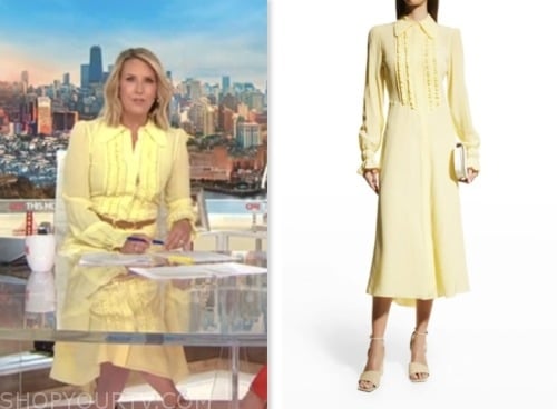 CNN This Morning: July 2023 Poppy Harlow's Yellow Ruffle Shirt Dress ...