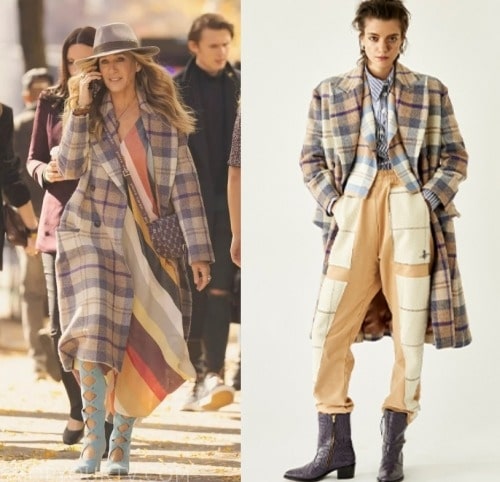 And Just Like That S2 Carrie Bradshaw Plaid Coat