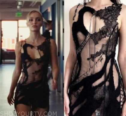 The Idol: Season 1 Episode 5 Jocelyn's Black Lace Cut Out Dress