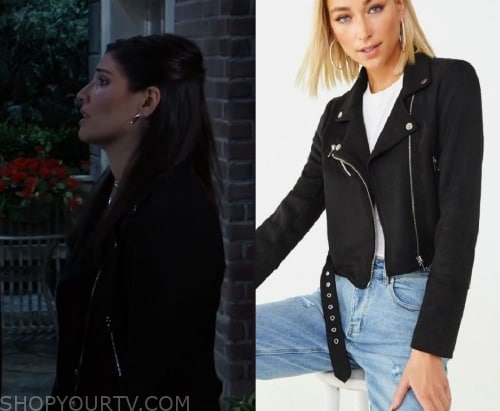 General Hospital: May 2023 Brook Lynn's Black Suede Biker Jacket | Shop ...