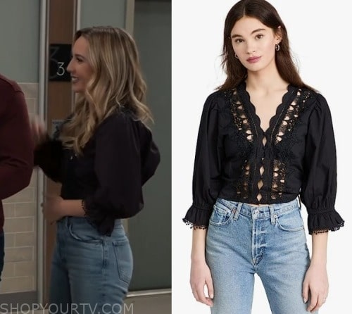 General Hospital: May 2023 Josslyn's Black Lace Blouse | Shop Your TV