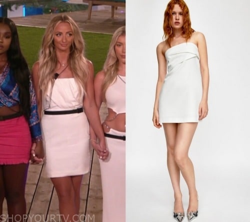 Love Island (UK): Season 10 Episode 37 Abi's White Strapless Mini Dress ...