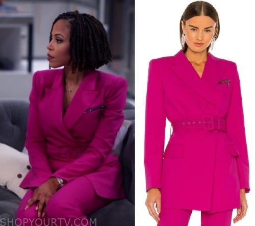 Sistas: Season 6 Episode 6 Andi's Pink Wrap Belted Blazer | Shop Your TV