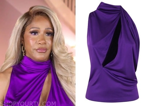 Sheree's pink teddy wrap top on The Real Housewives of Atlanta