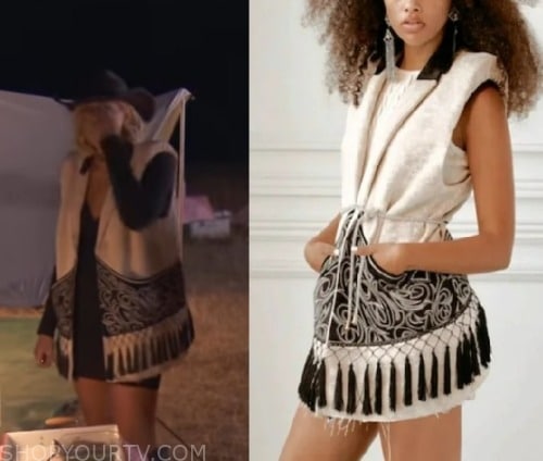 Gina's mixed print shirt and corset tank on The Real Housewives of Orange  County in 2023