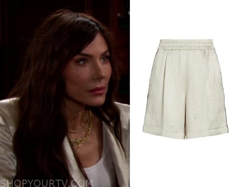 Bold and the Beautiful: July 2023 Taylor's Off-White Satin Shorts ...