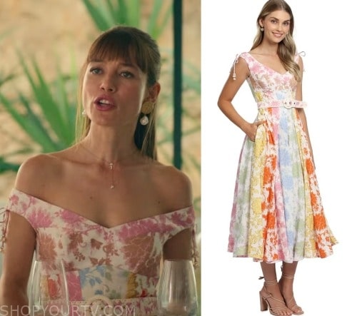 Who Is Erin Carter: Season 1 Episode 1 Erin's Blue/White Floral Wrap Dress