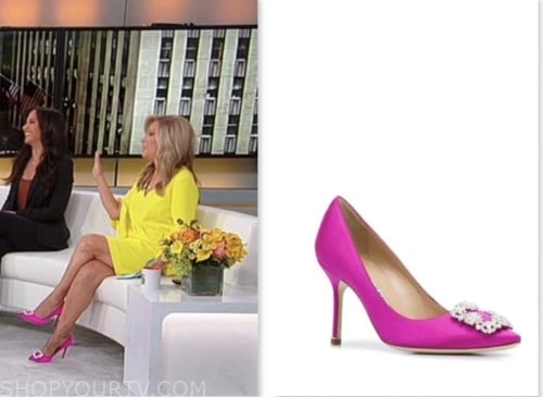 Outnumbered: August 2023 Kym Douglas's Pink Satin Embellished Pumps ...