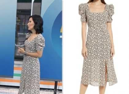 The Today Show: August 2023 Vicky Nguyen's Floral Puff Sleeve Midi ...