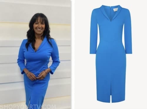 Good Morning Britain August 2023 Ranvir Singhs Blue Pencil Dress Shop Your Tv 