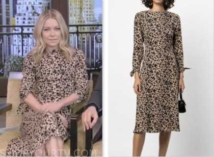 Live with Kelly and Mark: August 2023 Kelly Ripa's Tan and Black Dot ...