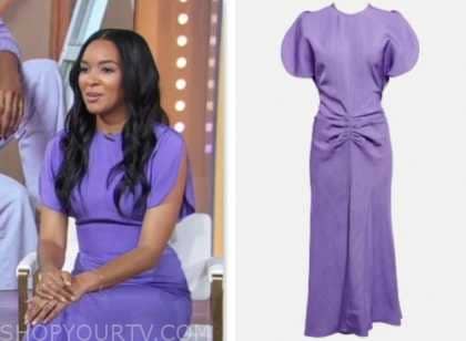 Good Morning America: August 2023 Lizzy Mathis's Purple Midi Dress ...