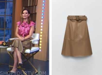 Good Morning America: August 2023 Rebecca Jarvis's Tan Belted Leather ...